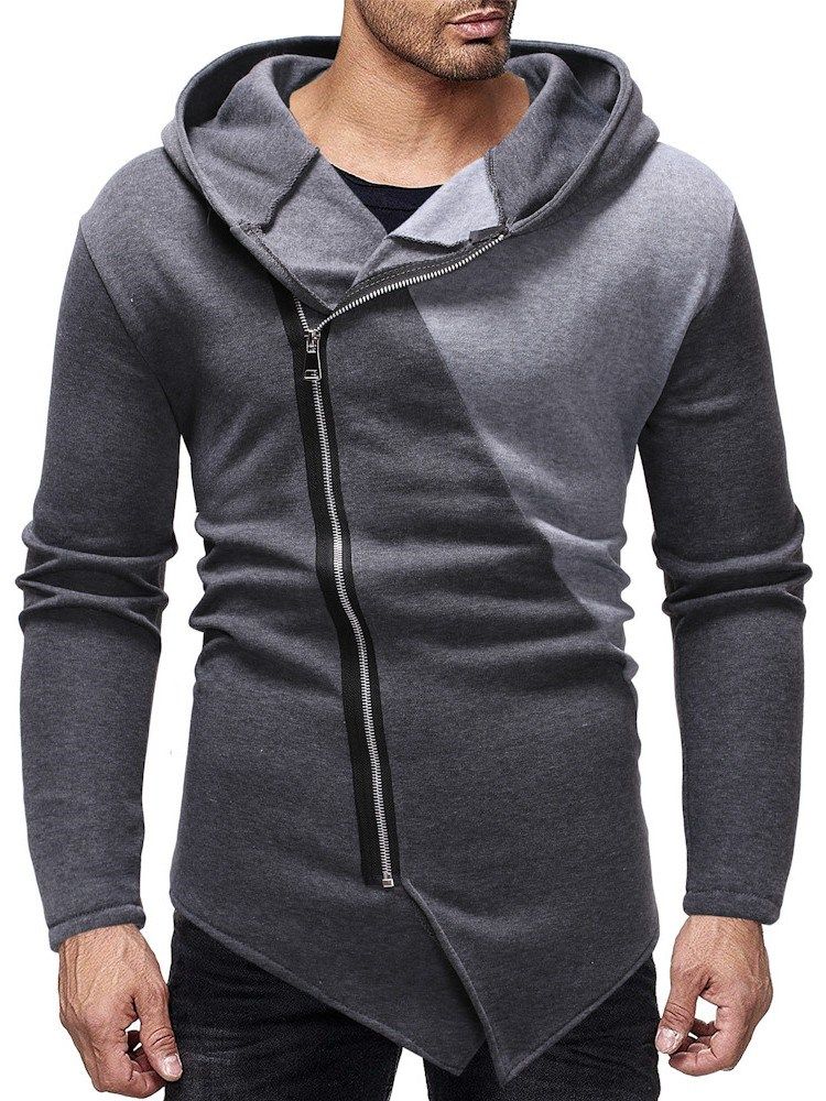 Color Block Zipper Cardigan Casual Herren Slim Hoodies