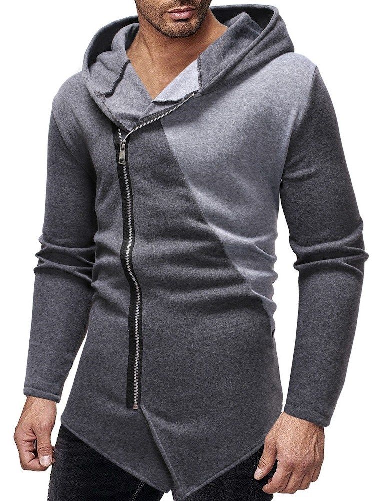 Color Block Zipper Cardigan Casual Herren Slim Hoodies