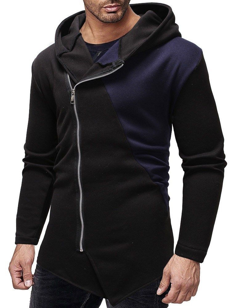 Color Block Zipper Cardigan Casual Herren Slim Hoodies