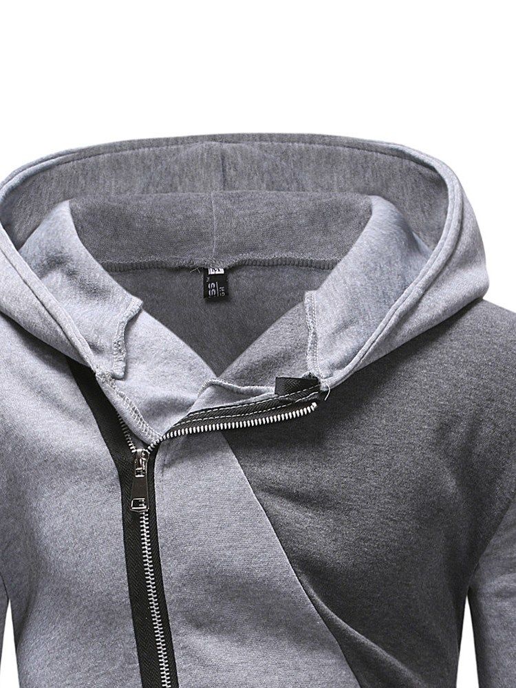 Color Block Zipper Cardigan Casual Herren Slim Hoodies