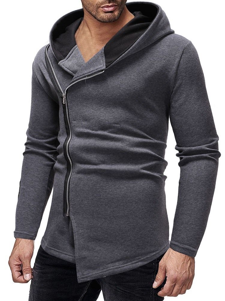 Color Block Zipper Dick Slim Herren Hoodies Hoodie