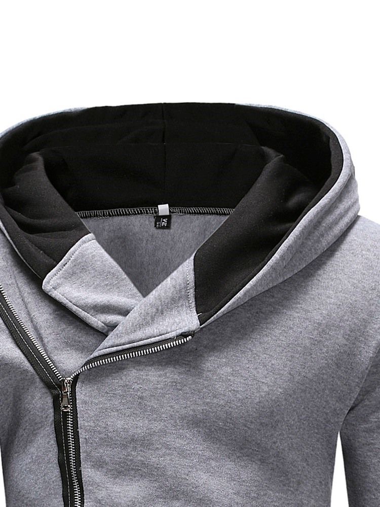 Color Block Zipper Dick Slim Herren Hoodies Hoodie