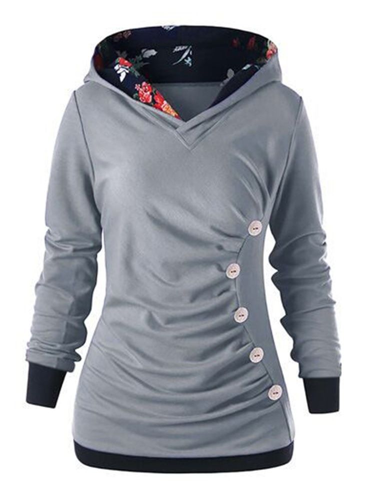 Damen-blumen-farbblock-druck Lässiger Cooler Hoodie