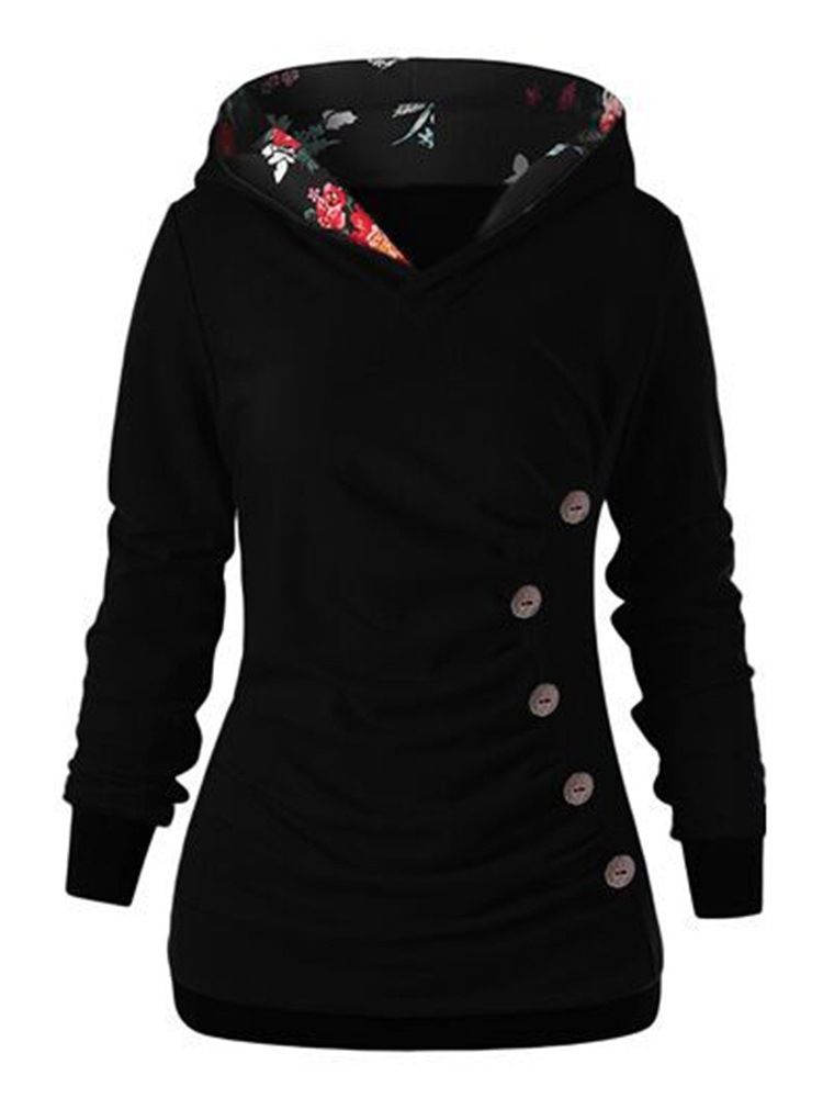 Damen-blumen-farbblock-druck Lässiger Cooler Hoodie