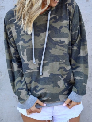 Damen Camouflage Regular Standard Rundhals Hoodie