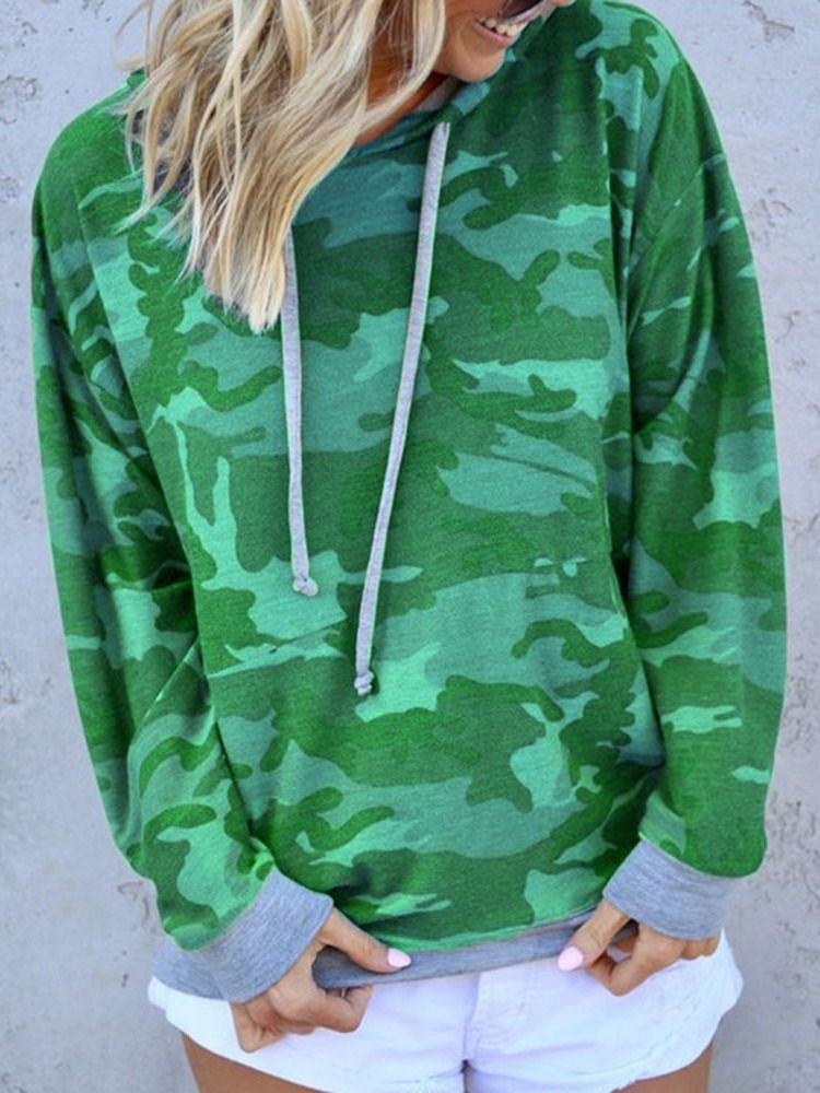 Damen Camouflage Regular Standard Rundhals Hoodie