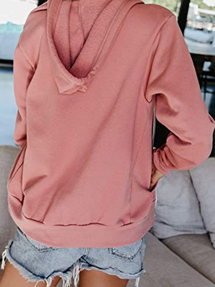 Damen-einfach-reißverschluss Regular Kapuzen-langarm-hoodie