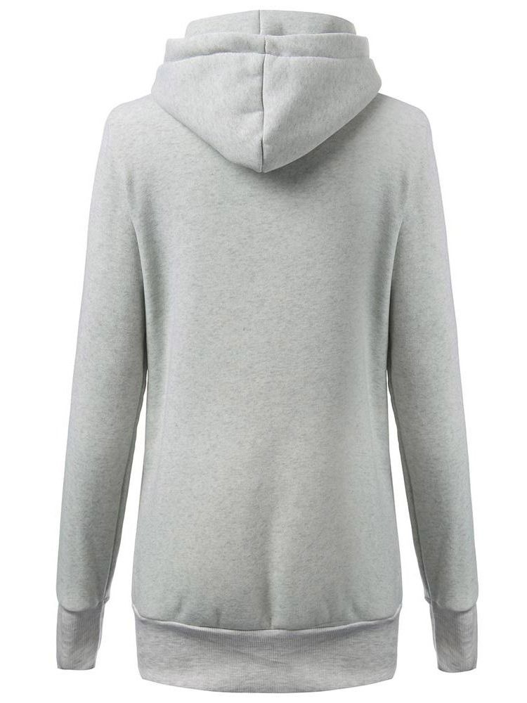 Damen Patchwork Schlichter Mittellanger Cooler Hoodie