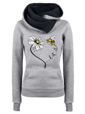 Damen Plant Regular Print Herbst Langarm Hoodie