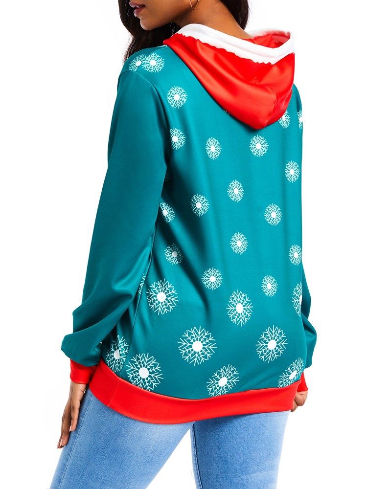 Damen Print Color Block Standard Winter Hoodie