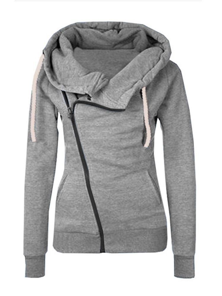 Damen Reißverschluss Lässige Lange Ärmel Cooler Hoodie