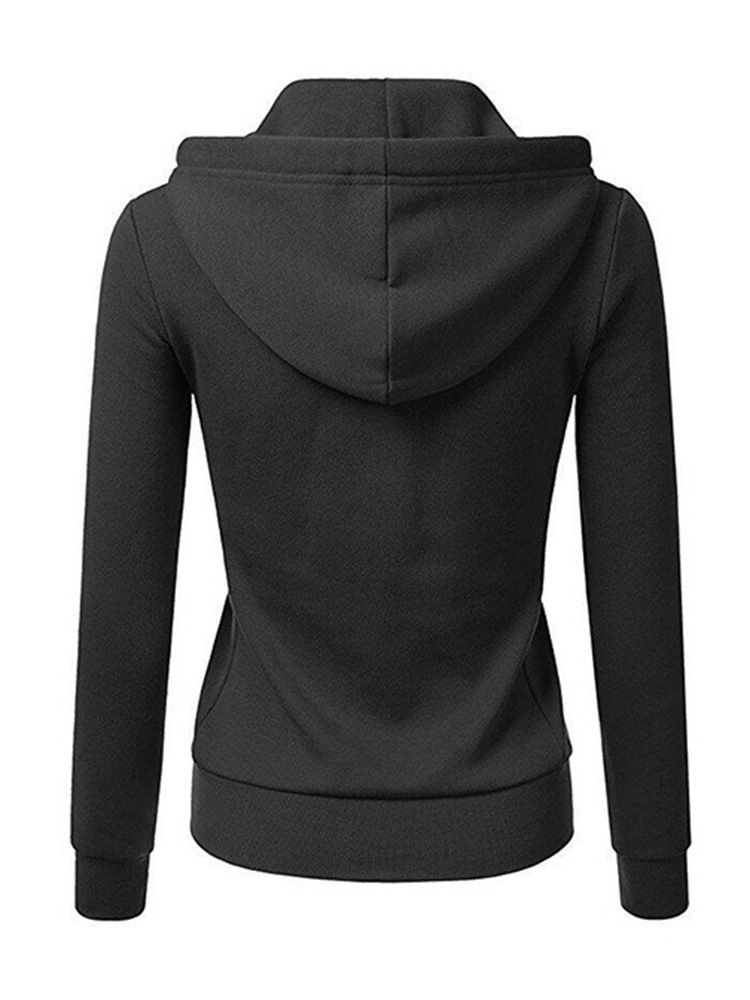 Damen Zipper Casual Plain Cool Hoodie