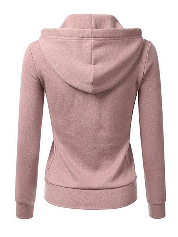 Damen Zipper Casual Plain Cool Hoodie