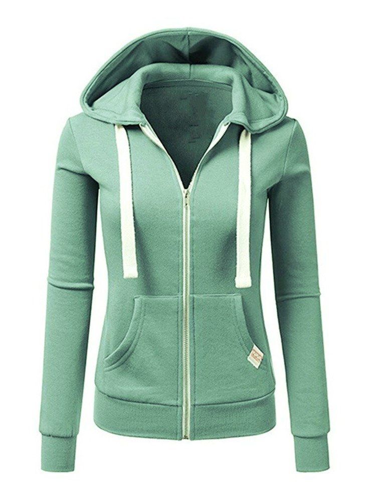 Damen Zipper Casual Plain Cool Hoodie