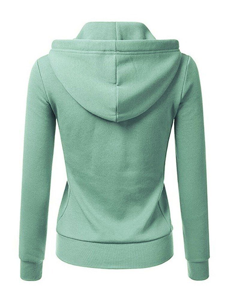 Damen Zipper Casual Plain Cool Hoodie