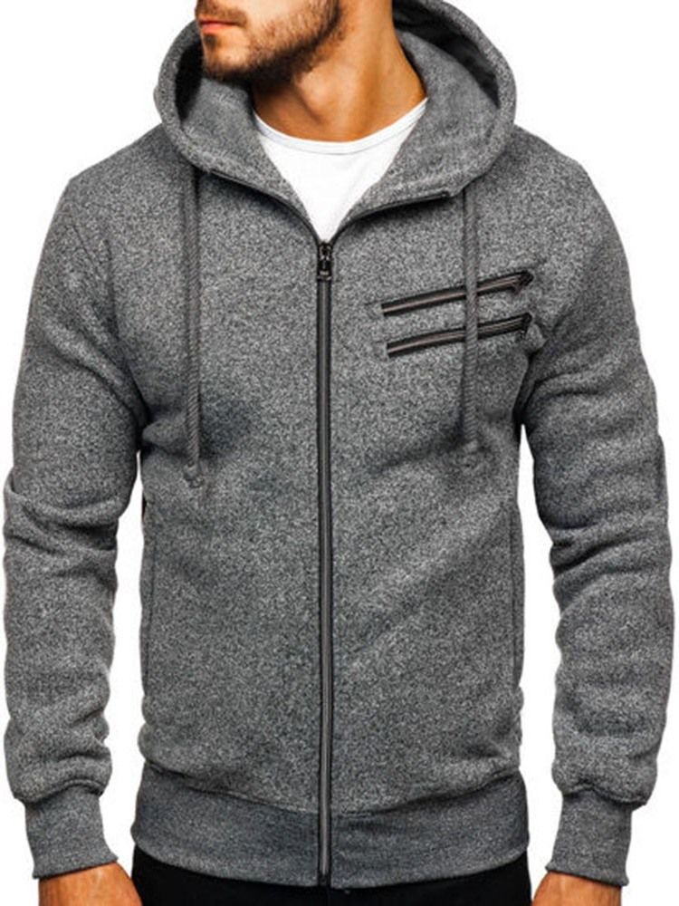 Einfarbige Kunstfleece-herren-kapuzenpullover Mit Taschen