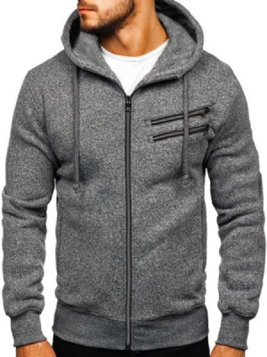 Einfarbige Kunstfleece-herren-kapuzenpullover Mit Taschen