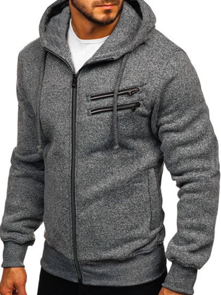 Einfarbige Kunstfleece-herren-kapuzenpullover Mit Taschen