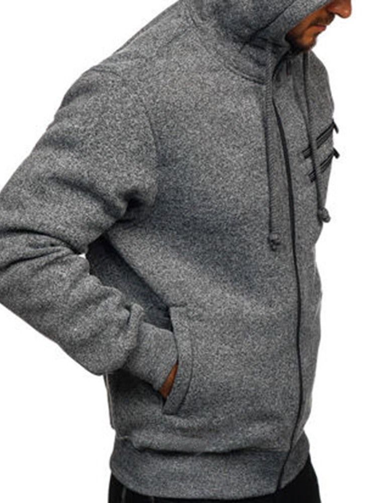 Einfarbige Kunstfleece-herren-kapuzenpullover Mit Taschen