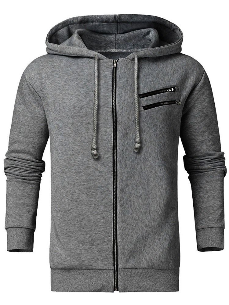 Einfarbige Kunstfleece-herren-kapuzenpullover Mit Taschen