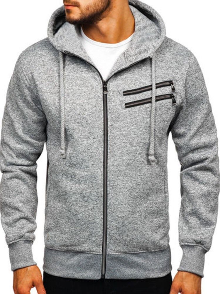 Einfarbige Kunstfleece-herren-kapuzenpullover Mit Taschen