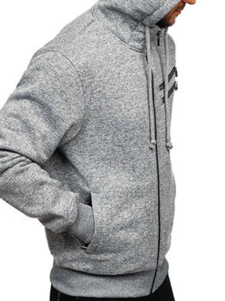 Einfarbige Kunstfleece-herren-kapuzenpullover Mit Taschen