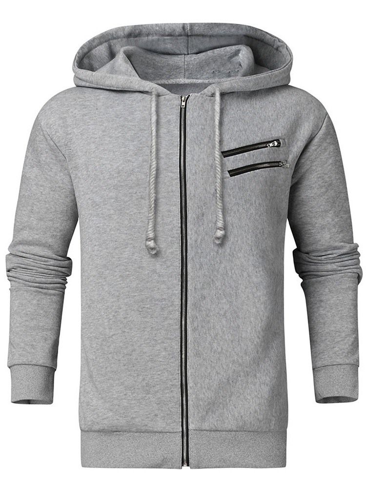 Einfarbige Kunstfleece-herren-kapuzenpullover Mit Taschen