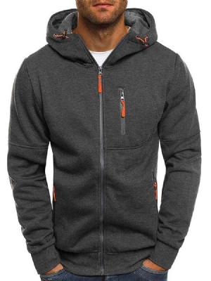 Einfarbige Zipper Cardigan Herren Hoodies