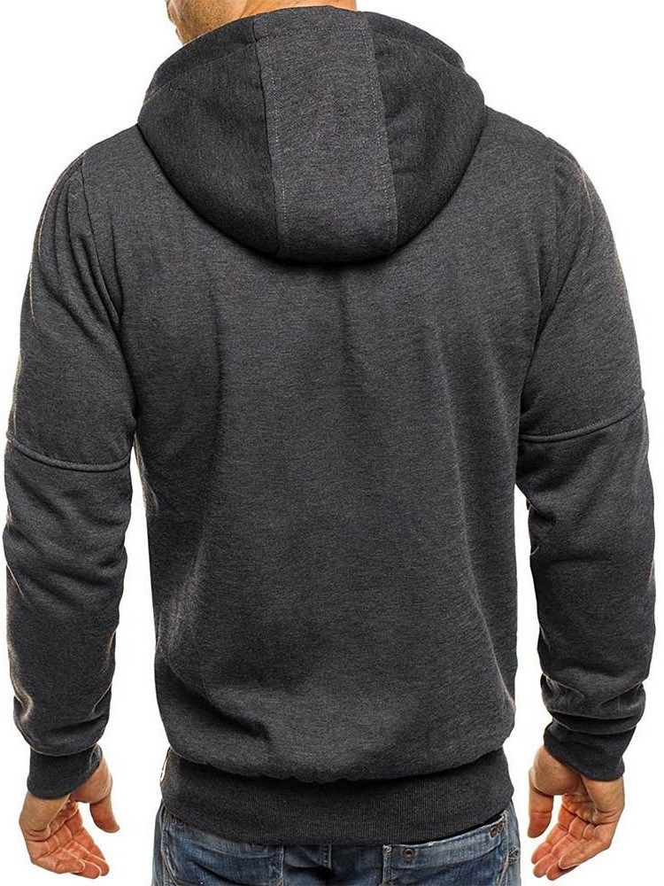 Einfarbige Zipper Cardigan Herren Hoodies