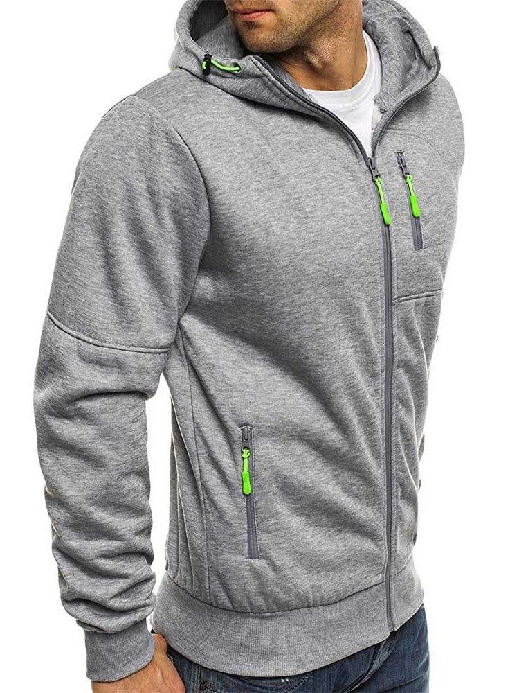 Einfarbige Zipper Cardigan Herren Hoodies