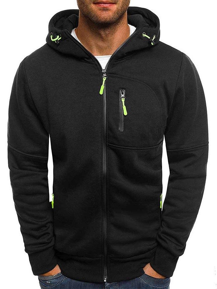 Einfarbige Zipper Cardigan Herren Hoodies