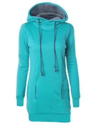 Einfarbiger Normaler Mittellanger Damen-hoodie