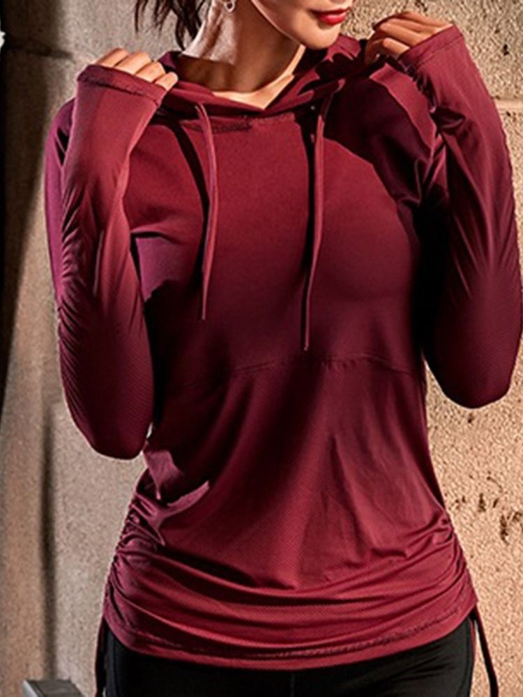 Einfarbiger Sport-hoodie Mit Kapuze Für Damen