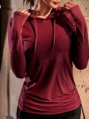 Einfarbiger Sport-hoodie Mit Kapuze Für Damen