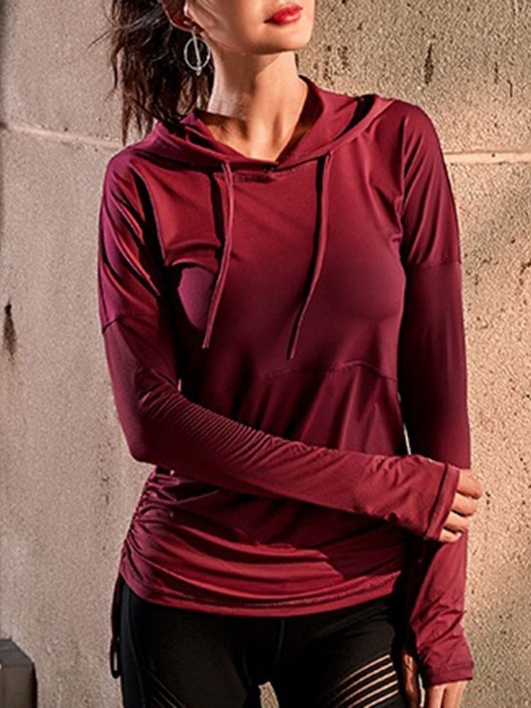 Einfarbiger Sport-hoodie Mit Kapuze Für Damen