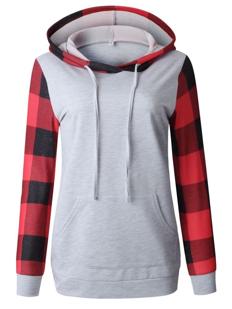 Farbblock Damen Mittellanger Hoodie