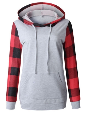 Farbblock Damen Mittellanger Hoodie