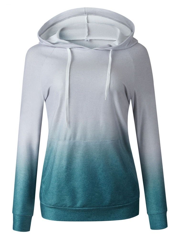 Farbblock Damen Mittellanger Kapuzen-hoodie