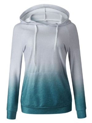 Farbblock Damen Mittellanger Kapuzen-hoodie