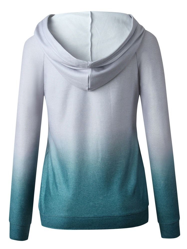 Farbblock Damen Mittellanger Kapuzen-hoodie