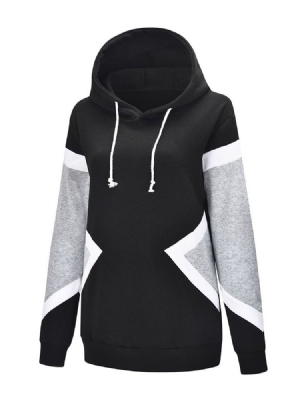 Farbblock Regular Mittellanger Damen Slim Hoodie