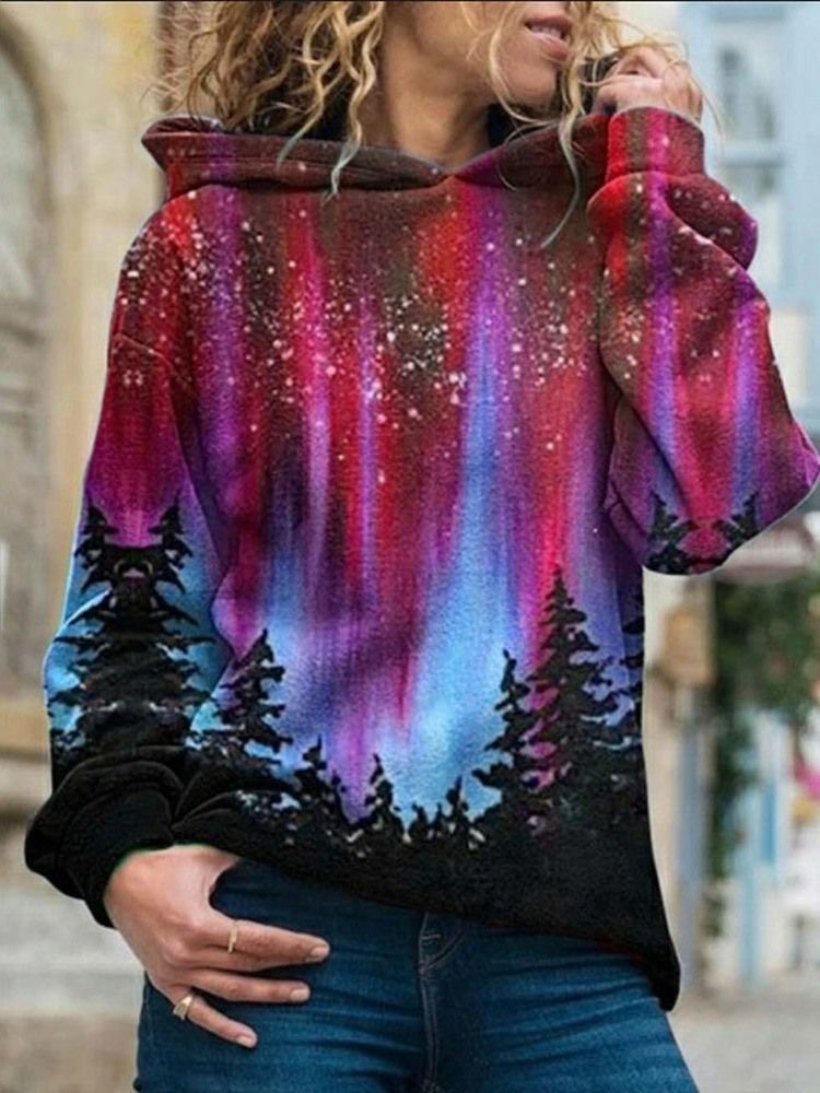 Galaxy Print Regular Fleece Standard Damen Hoodie