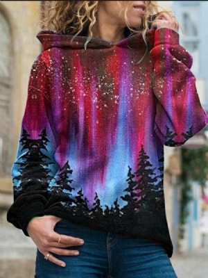 Galaxy Print Regular Fleece Standard Damen Hoodie