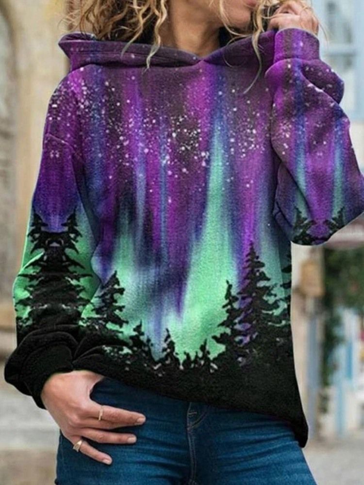 Galaxy Print Regular Fleece Standard Damen Hoodie