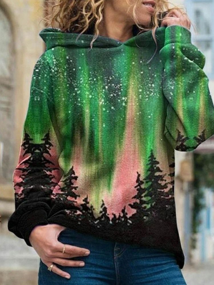 Galaxy Print Regular Fleece Standard Damen Hoodie