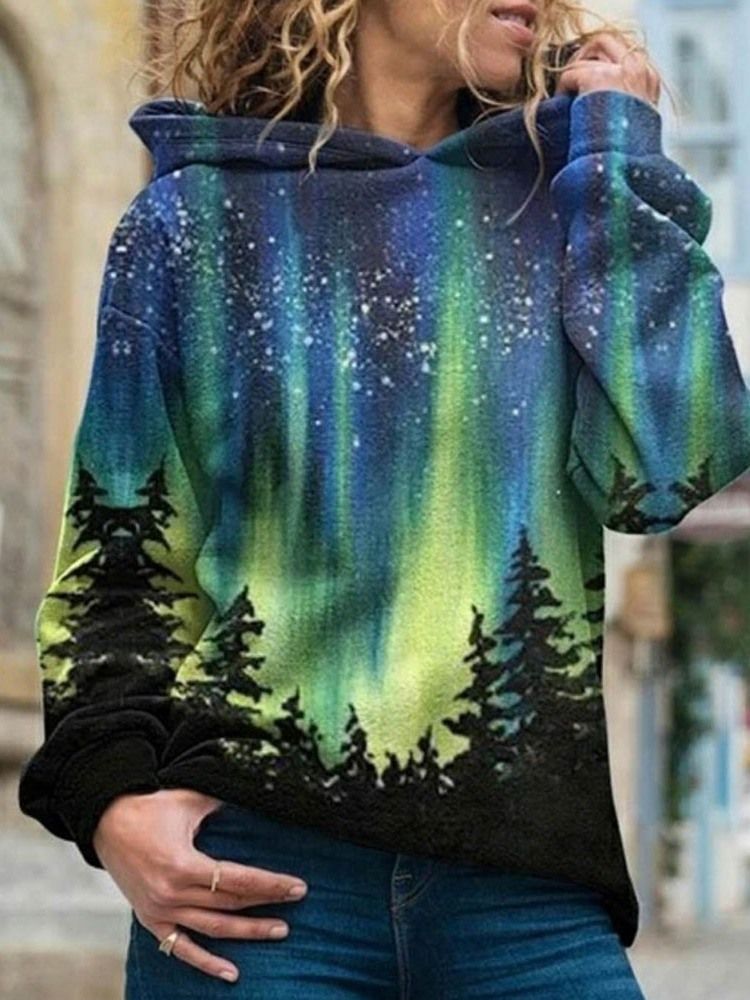 Galaxy Print Regular Fleece Standard Damen Hoodie