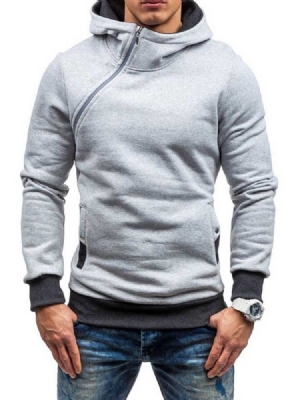 Künstliche Fleece Colour Block Zipper Style Herren Hoodies