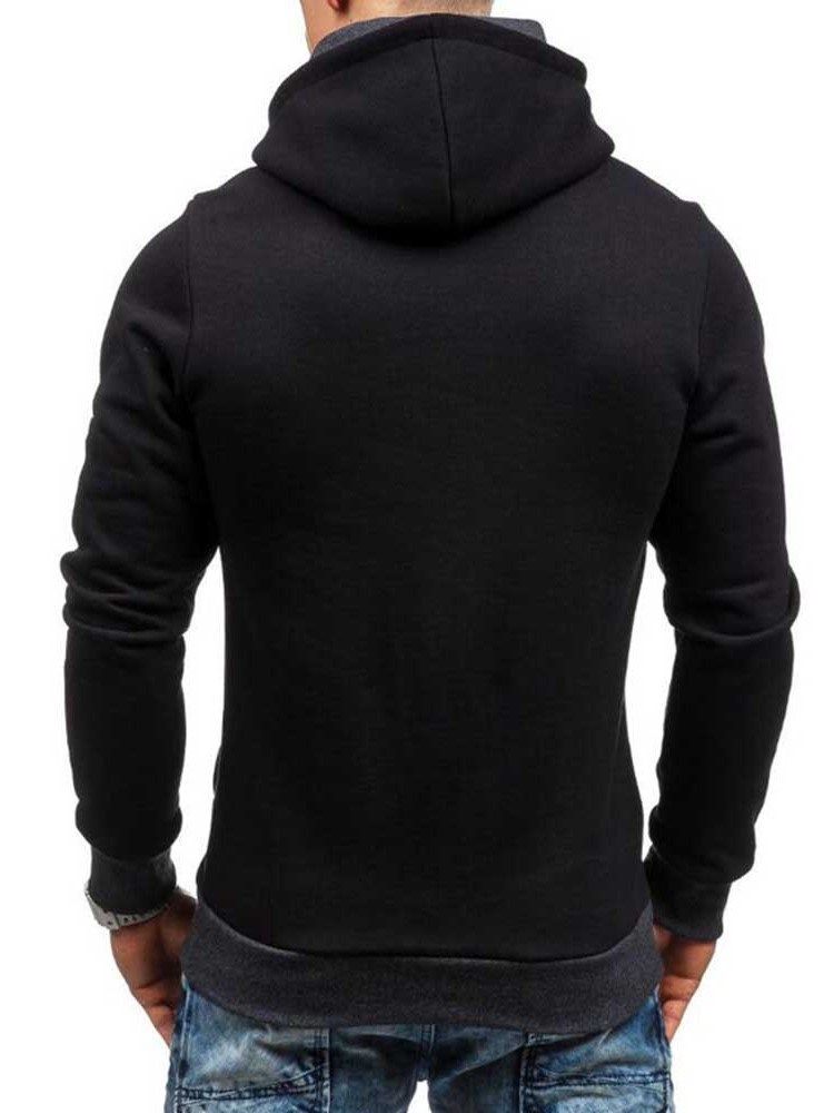 Künstliche Fleece Colour Block Zipper Style Herren Hoodies