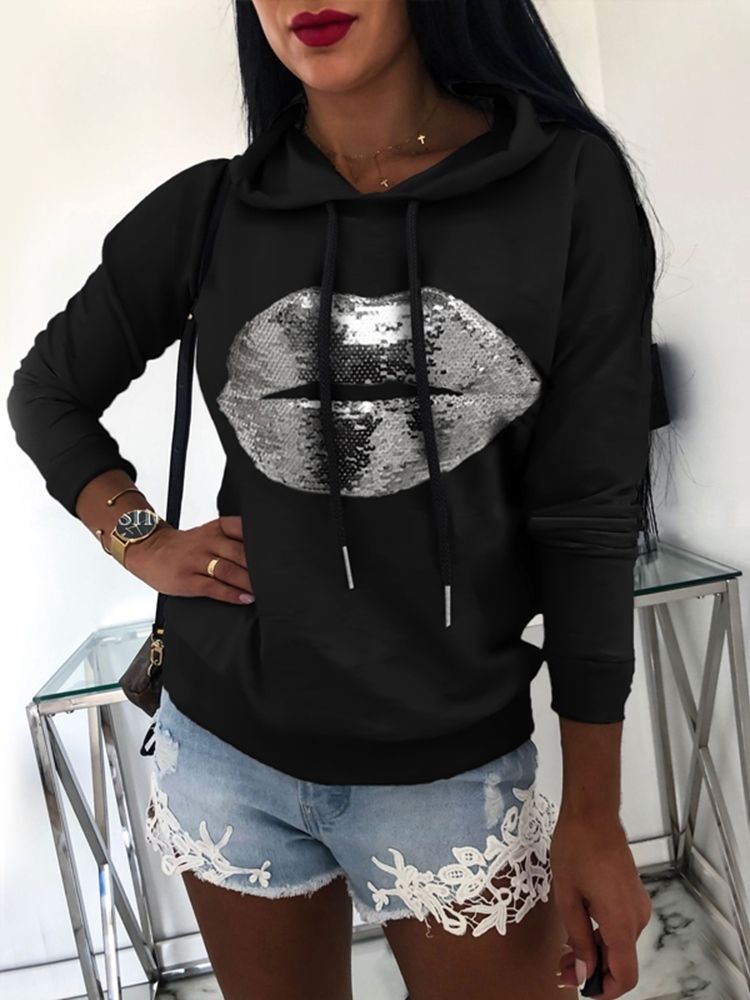 Normaler Hoodie Mit 9-punkte-ärmeln Für Damen