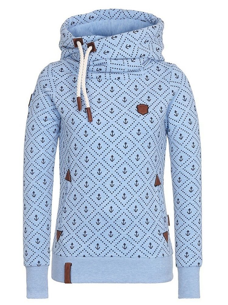 Normaler Langarm-hoodie Mit Normalem Print Für Damen